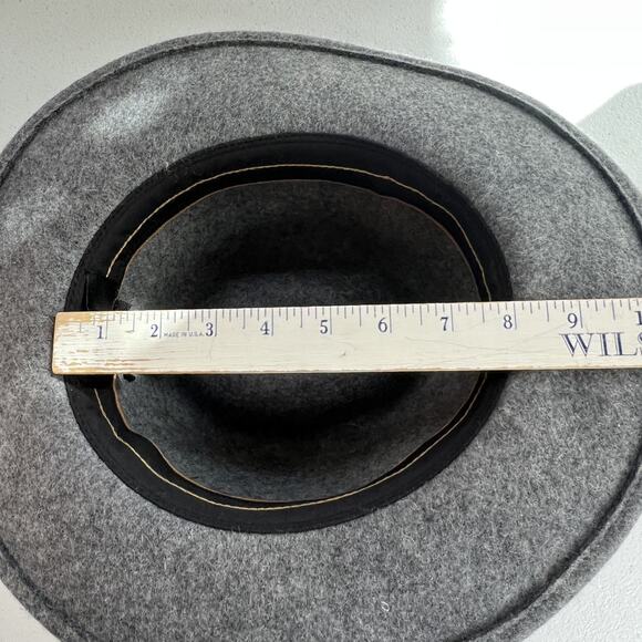 Frye Fedora Hat Women's S/M Gray Felted 100% Wool With Leather Band - Picture 13 of 14